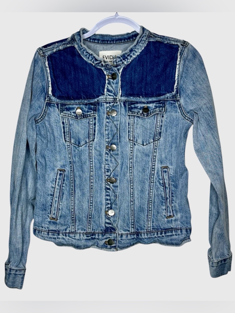 Evidnt La Distressed Patchwork Denim Jean Jacket Sz: Small